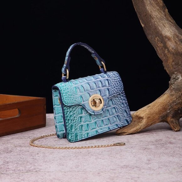 Women Crocodile Vegan Leather Mini Clutch Evening Bag Compact Stylish - Picture 6 of 6